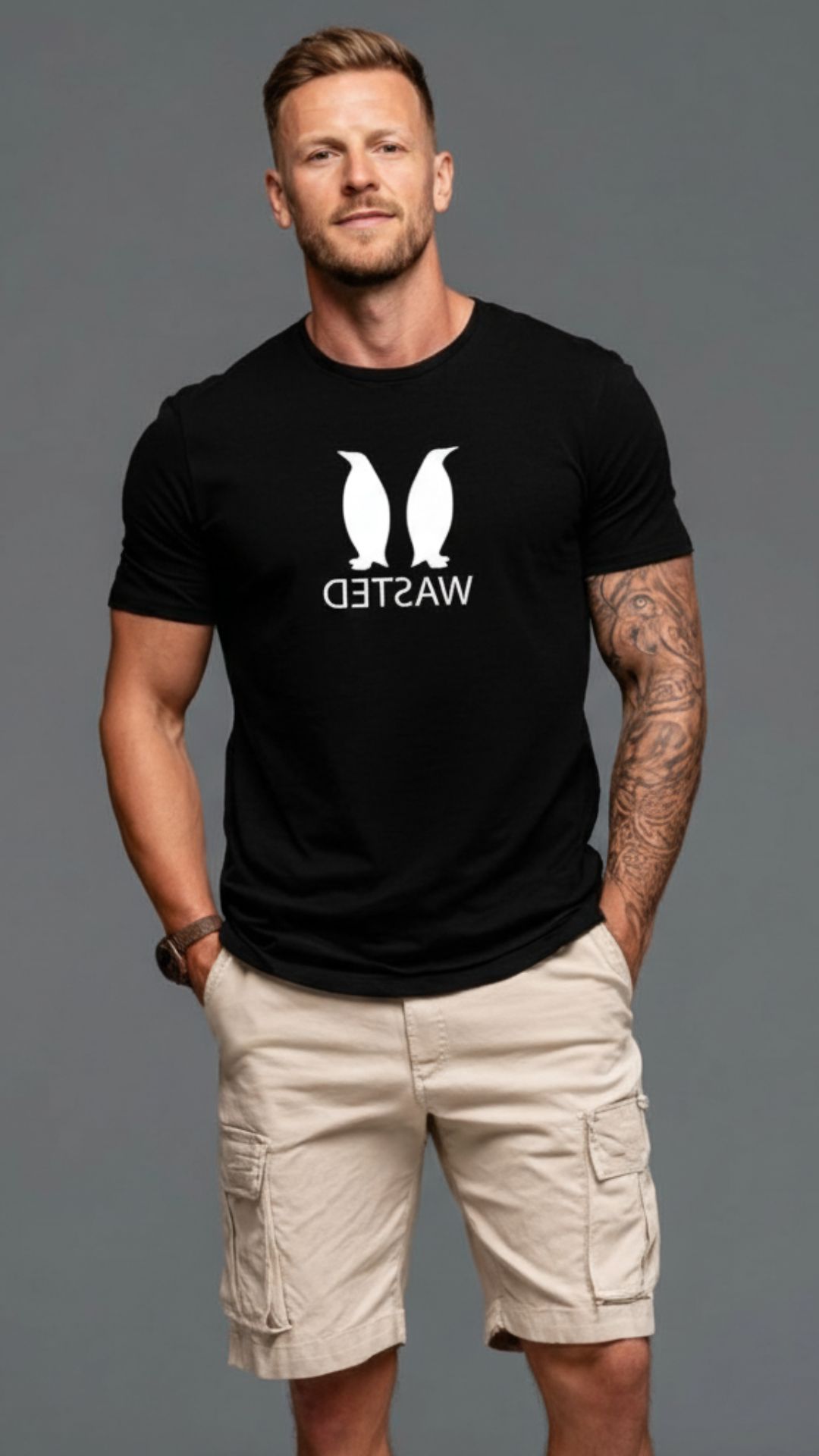 Wasted Penguinz Logo T-Shirt, Fanshop, Short Sleeve, Casual Clothes, 100% Cotton, Logo Printed, Merchandise