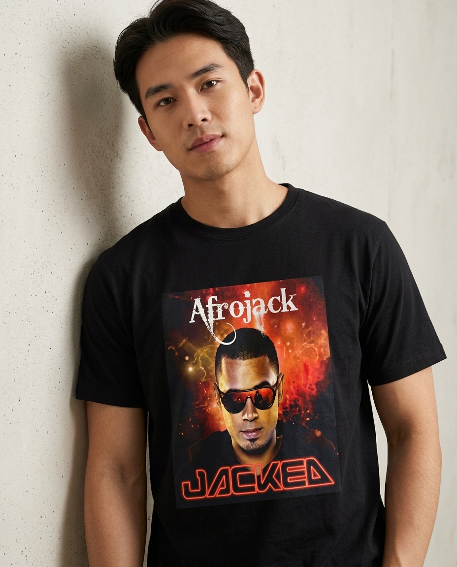 Afrojack Jacked Tour T-Shirt, 100% Cotton, Merchandise, Short Sleeve, Fanshop, Casual Clothes, Logo Printed Afrojack Jacked Tour T-Shirt Man